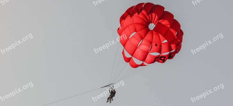 Parachute Paragliding Red Balloon Sky