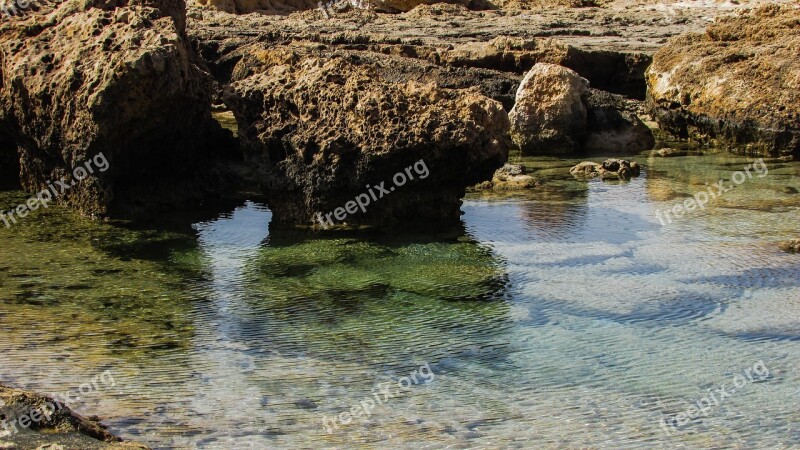 Rock Formations Beach Sea Reflections Coast