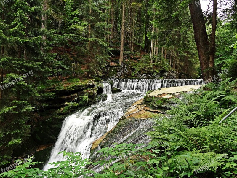 Landscape Waterfall Brook Mountains Nature