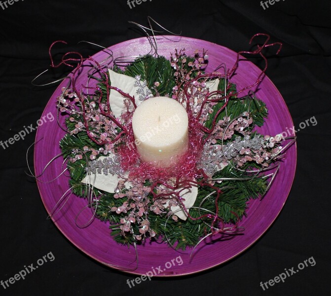 Plate Christmas Candle Violet Gifts