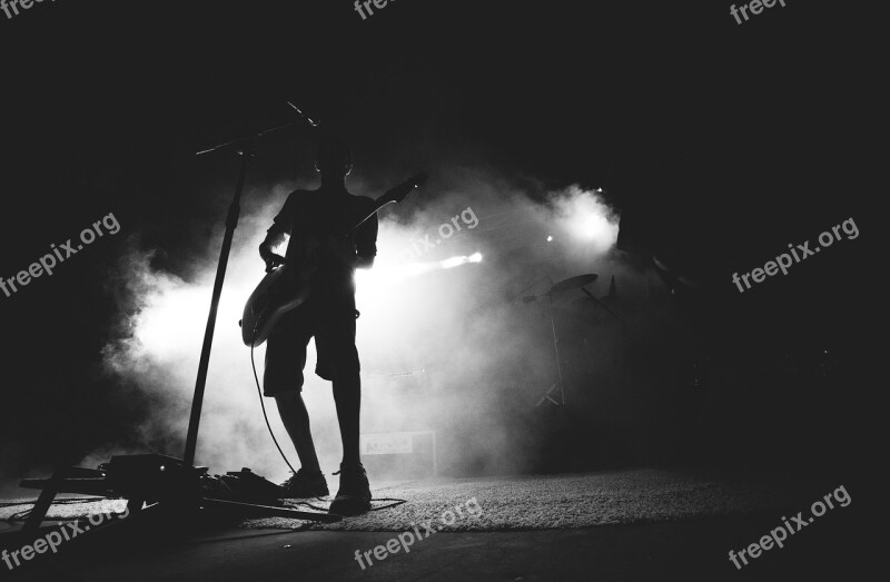 Show Guitarist Musicians Black And White Concert