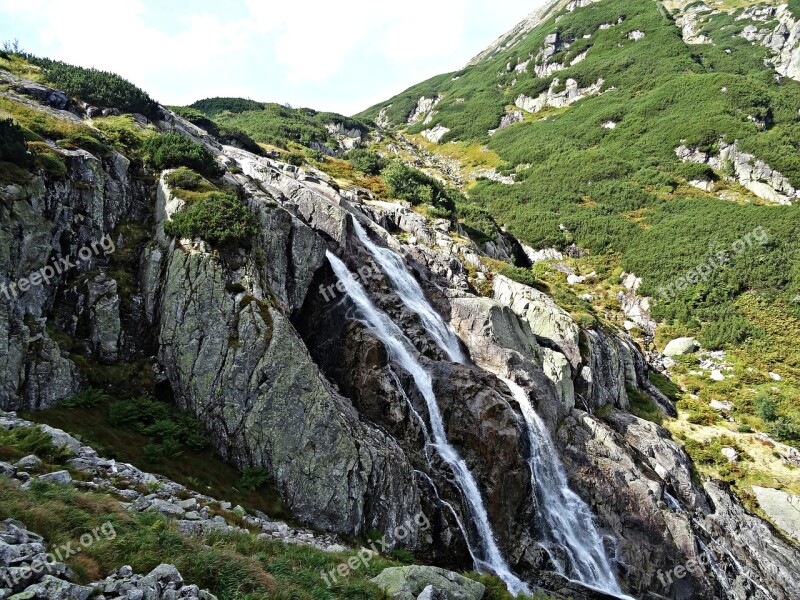 Landscape Waterfall Brook Mountains Nature