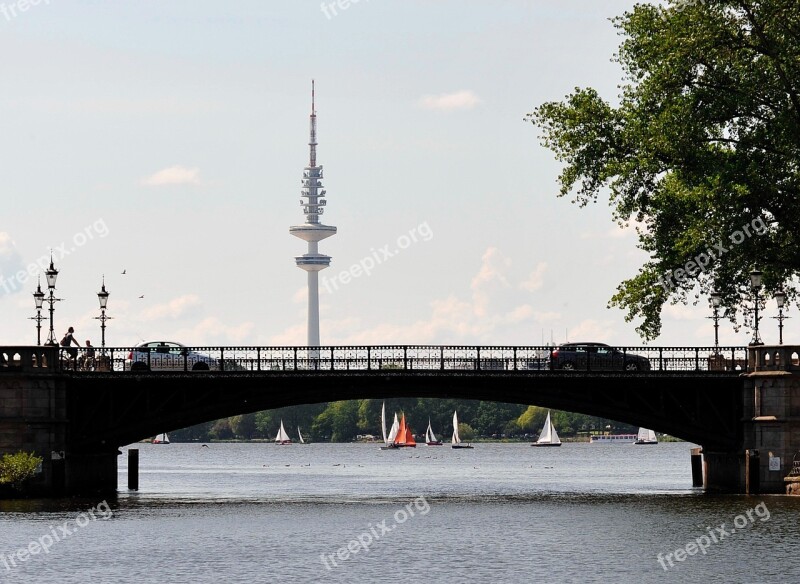 Hamburg Radio Tower Alster Binnenalster Bridge