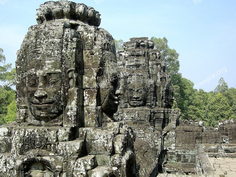 Face Ruin Ankor Wat Cambodia Free Photos