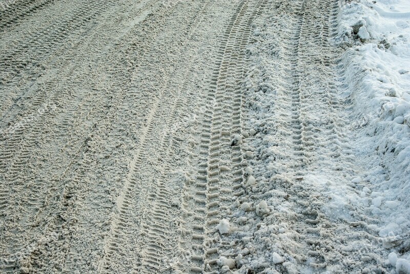 Road Snow Tire Tracks Icy Road Free Photos