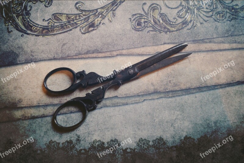 Scissors Old Old Scissors Ornament Old Fashioned