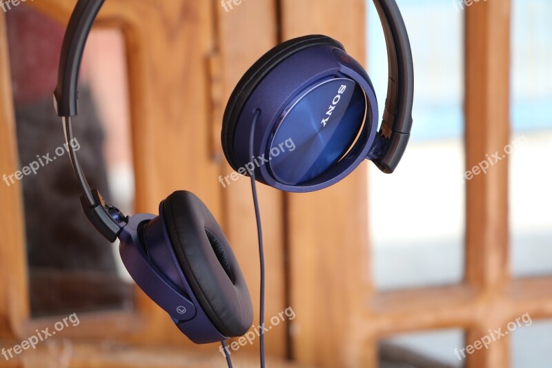 Headphones Blue Colour Free Photos