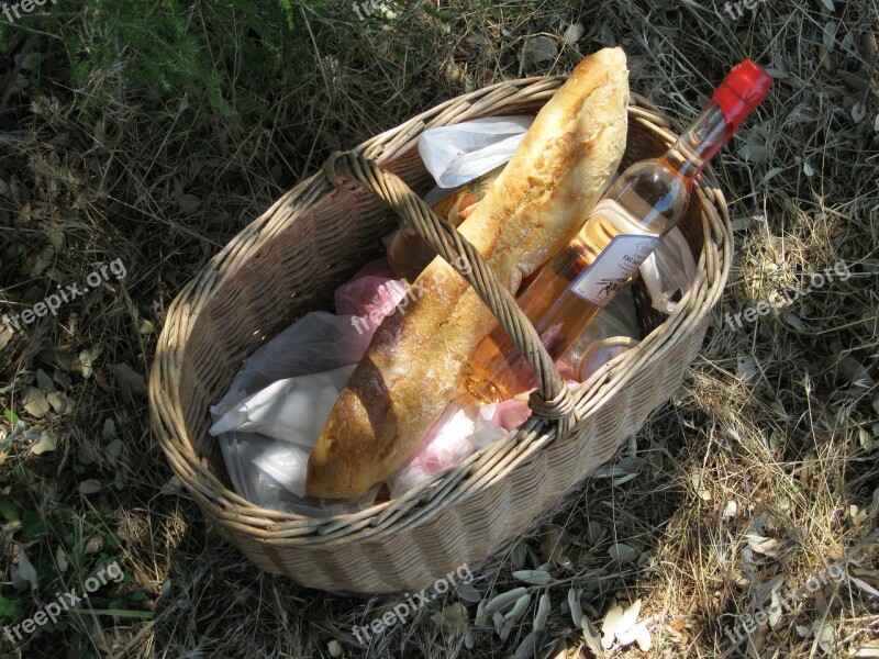 Picnic Bread Wine Food Outdoor