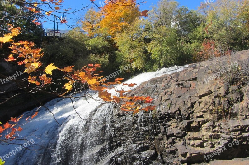 Waterfalls River Leaves Cascade Fall