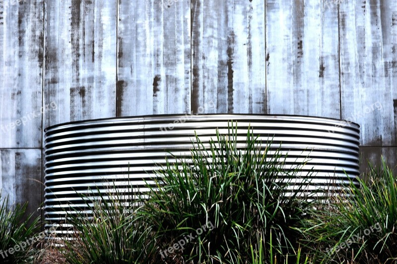 Water Tank Silver Blue Grass Stripes