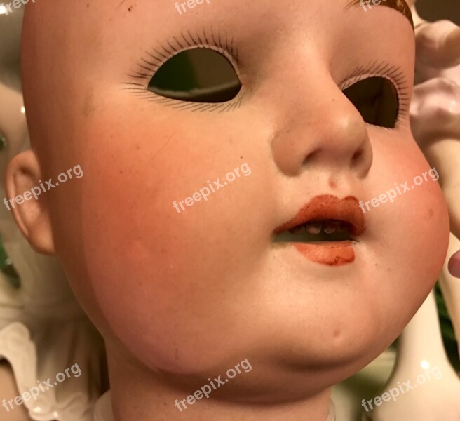 Antique Doll Face Vintage Handpainted