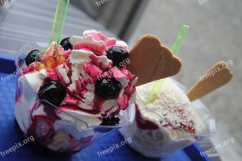 Ice Cream Sundae Ice Summer Dessert Enjoy