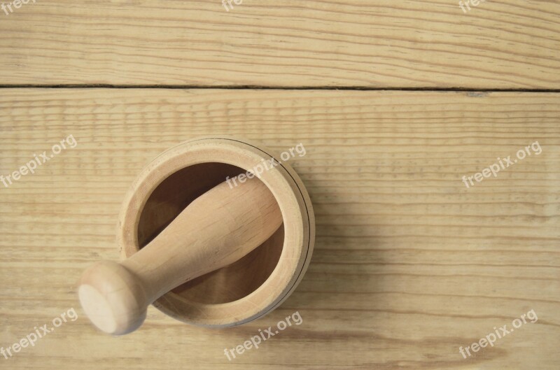 Mortar Wood Kitchen Utensil Grind Kitchen