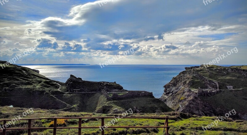 Horizon Hills Seascape Clouds Cornwall