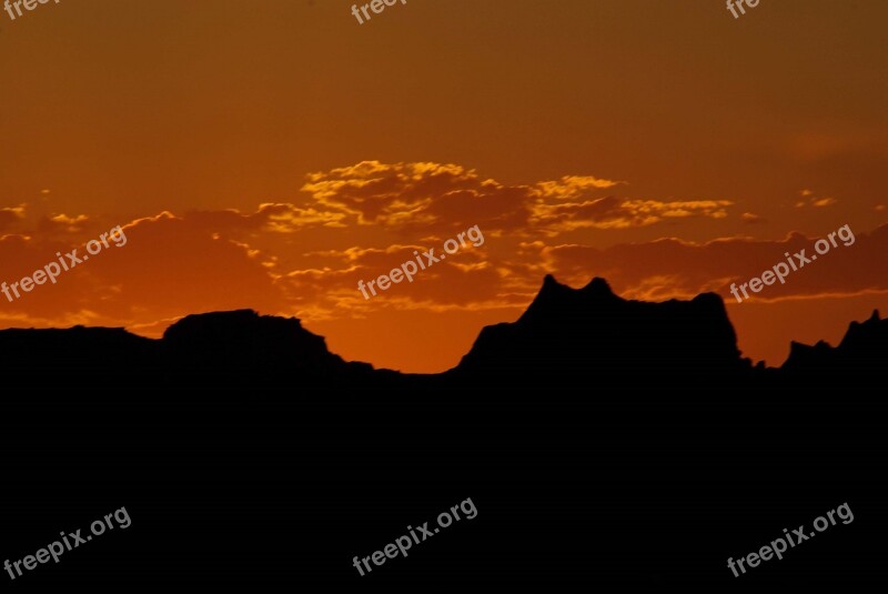 Sunset Landscape Rocks Silhouettes Dusk