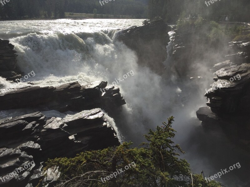 Waterfall Canada Nature Falls Alberta