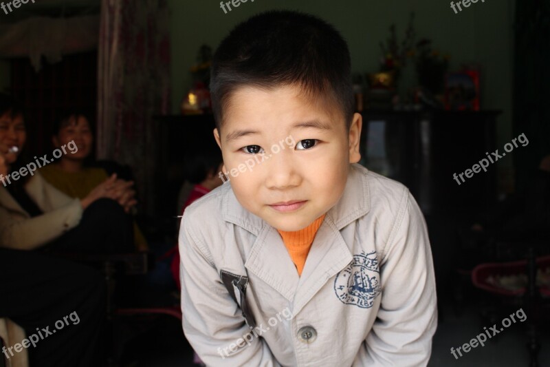 Straight Children Boy Portrait Vietnamese