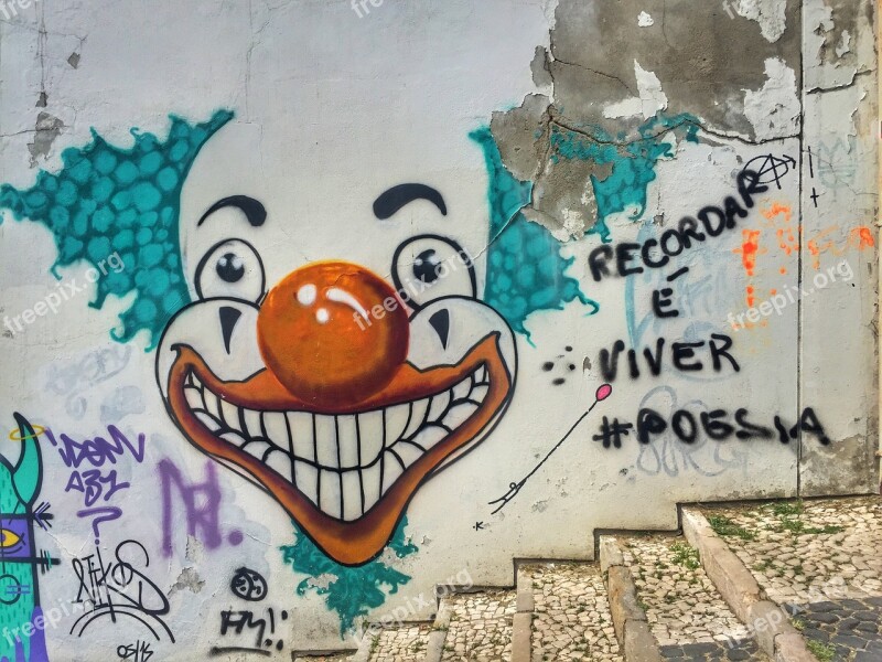 Streetart Trip Clown Wall Graffiti