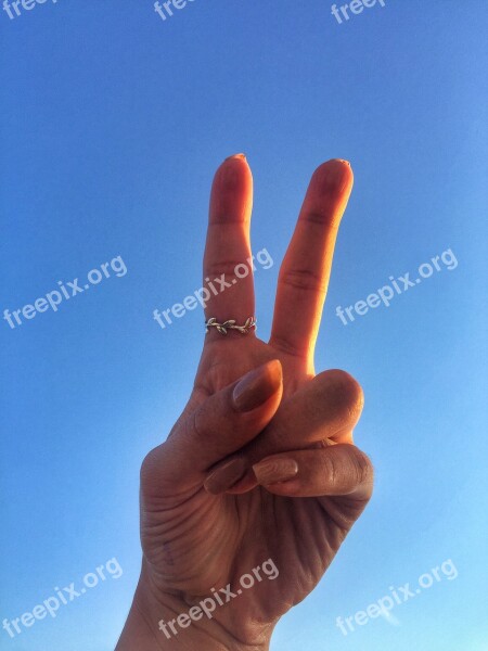 Hand Female Gesture Peace Ring