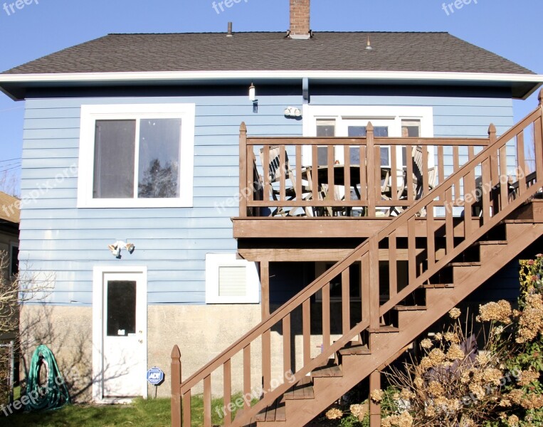 House Stairs Architecture Wood Blue