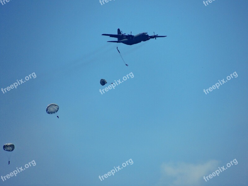 Skydiving Parachute Plane Army Sky