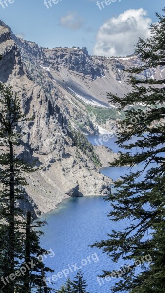 Crater Lake Mountains Scenic Mountain Lake Travel