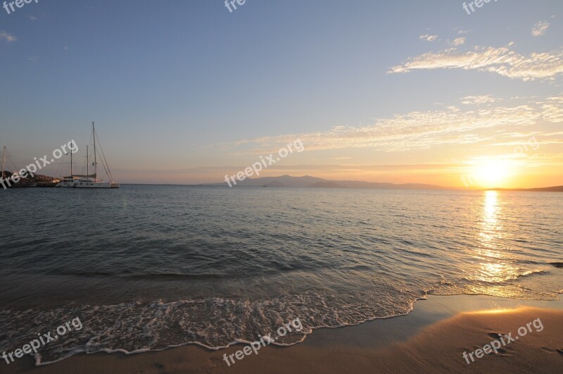 Greece Naxos Beach Sea Sunset