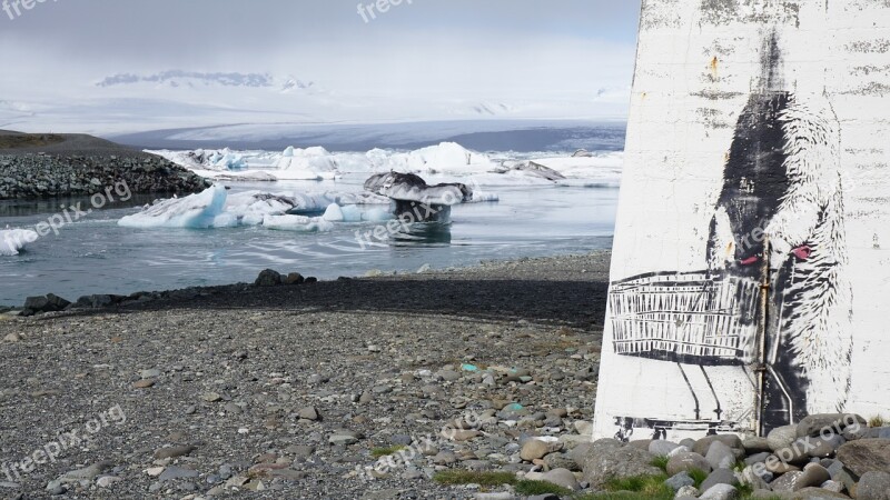 Glacier Iceland Streetart Free Photos