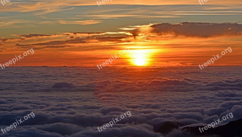 Sunset Sun Clouds Sea Of Clouds Twilight