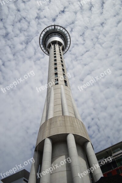 Sky Tower Auckland Clouds Free Photos