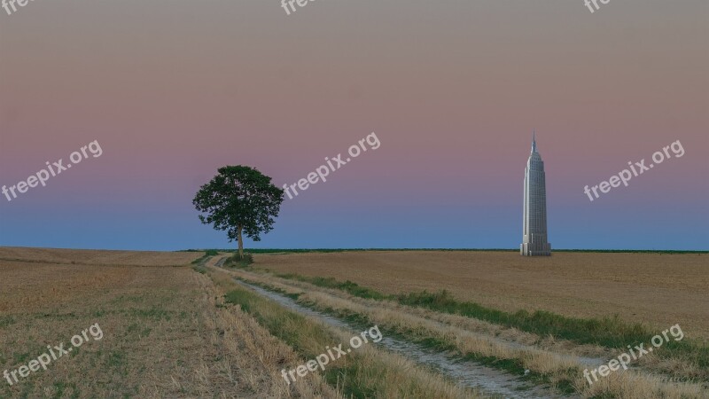 Plain Tree Building Skyscraper Horizon