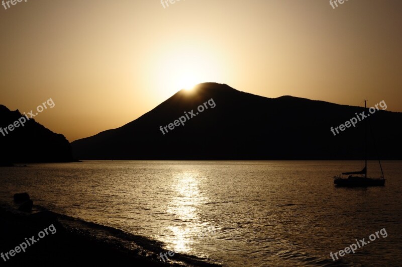 Sunset Lipari Sicily Free Photos