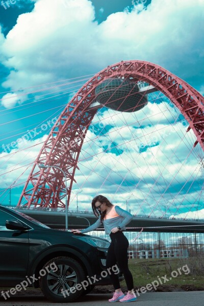 Photo Shoot Under The Scenic Bridge Girl Pants Clothing Beautiful