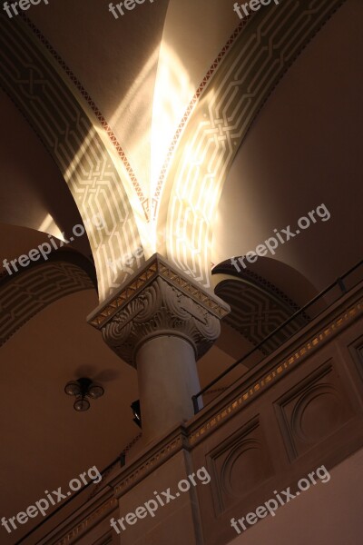 Pillar Construction Art Synagogue Light Effect Church