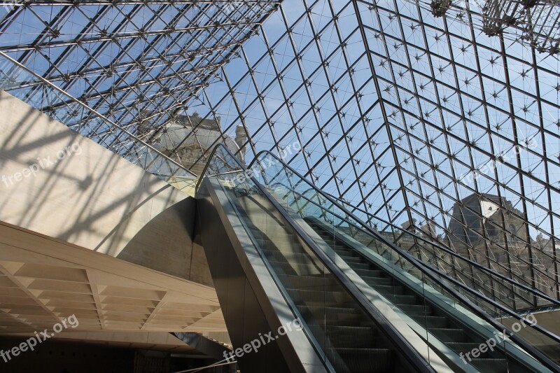 Paris Louvre Pyramid Stair Escalator