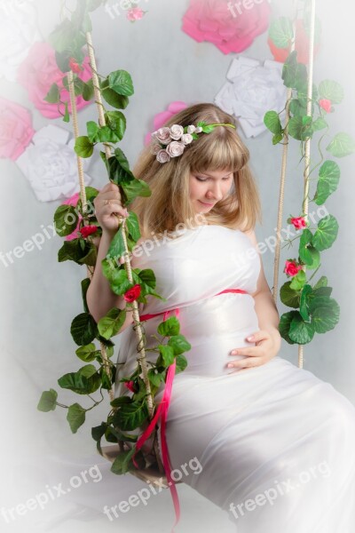 Pregnant Swing Child Waiting Mom Woman