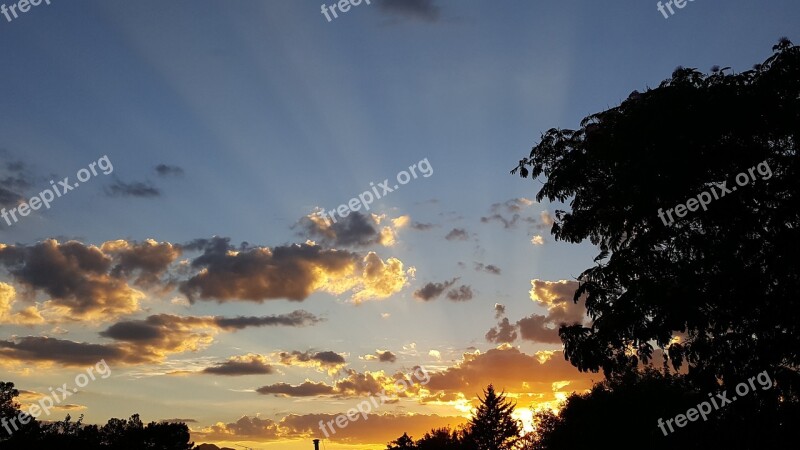 Sunsets Sky Sunshine Natural Rays