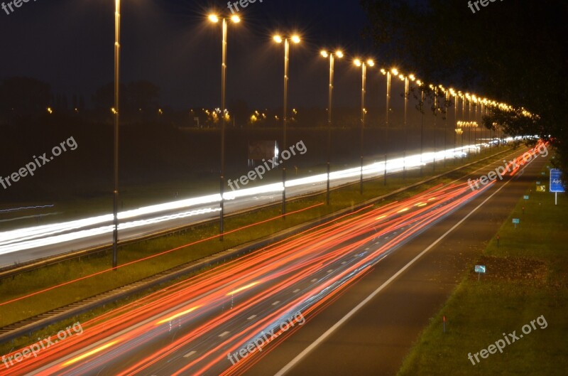 Highway Motion Red White Asphalt