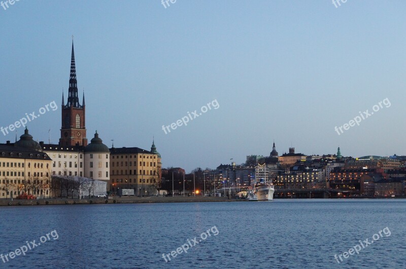 Stockholm City Building Evening The Urban Landscape