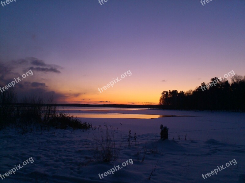 Winter Dawn Morning Cold Snow