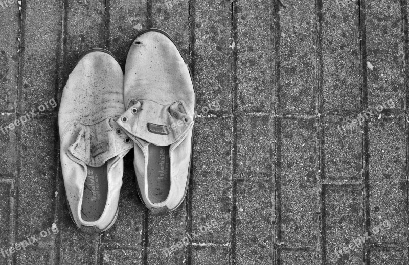 Shoes Abandonment Black And White Solitude Urban Exploration