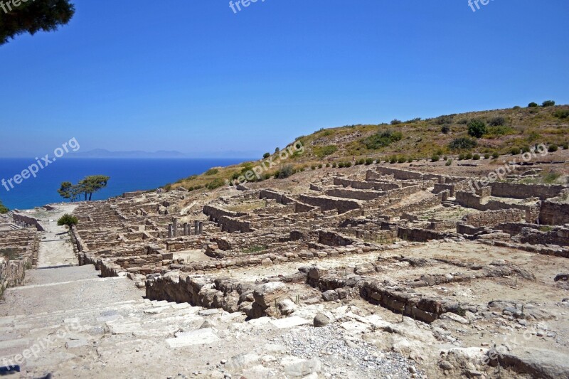 Ancient City Greece Rhodes Island Kamiros The Ruins Of The