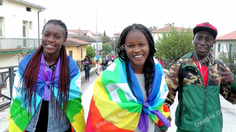 March For Peace Black Guys Black With Rainbow Flag Niger For Peace Colored