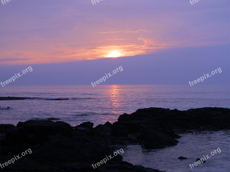 Sunset Glow Jeju Beach Sea