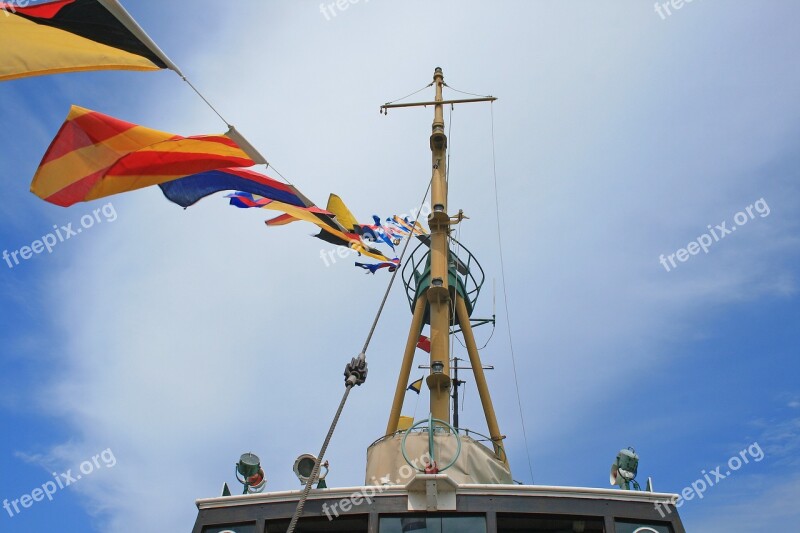 Flags On Tugboat Boat Tug Old Display