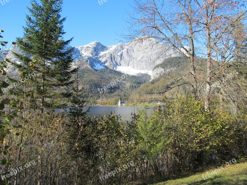 Upper Austria Autumn Lake Mountains Alpine