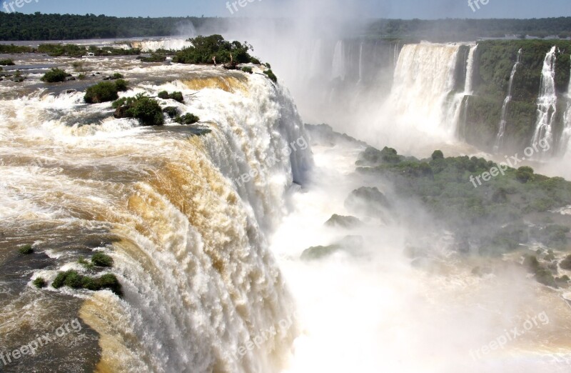 South America Waterfall Waterfalls Foz De Iguazu Free Photos