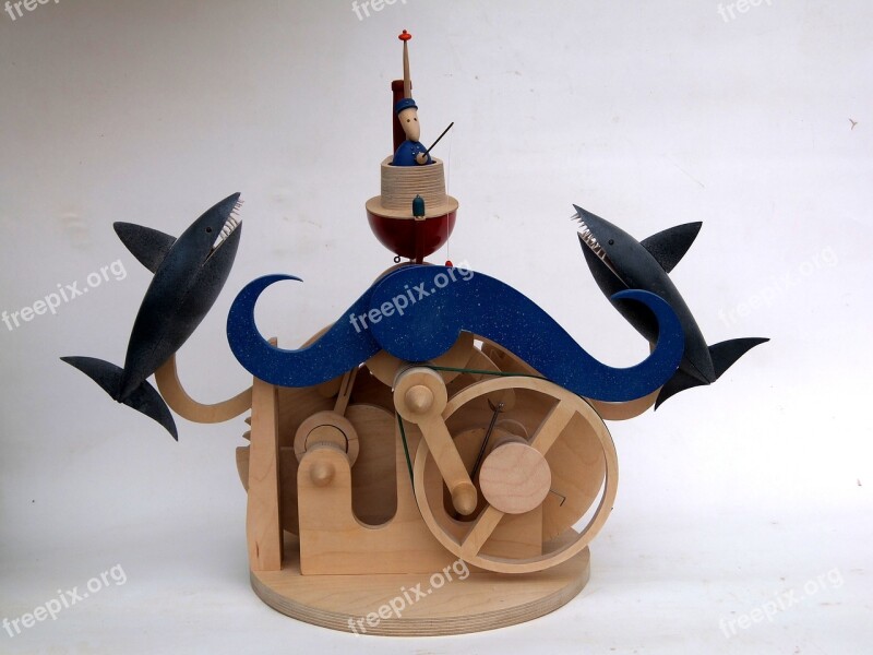 Hai Hai Captain Shark Automata Wood Art Toys