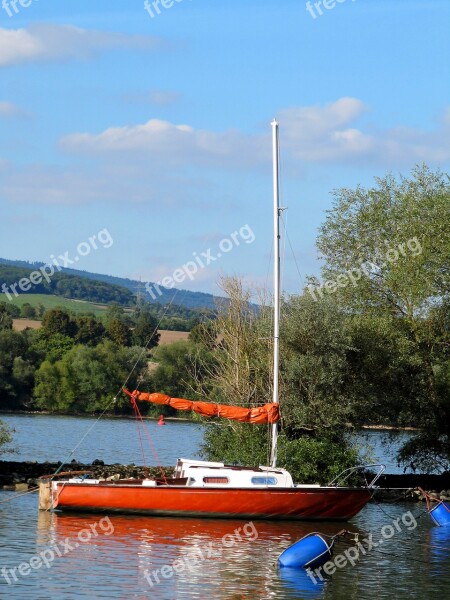 Sailing Boat Sail Orange Old Rhine Buoys Mooring