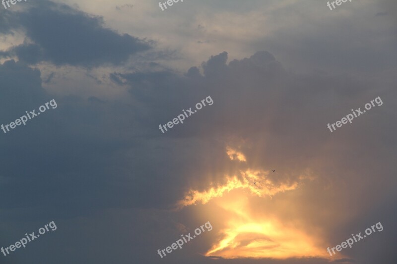 Sky Sunset Fire Drama Cloudy